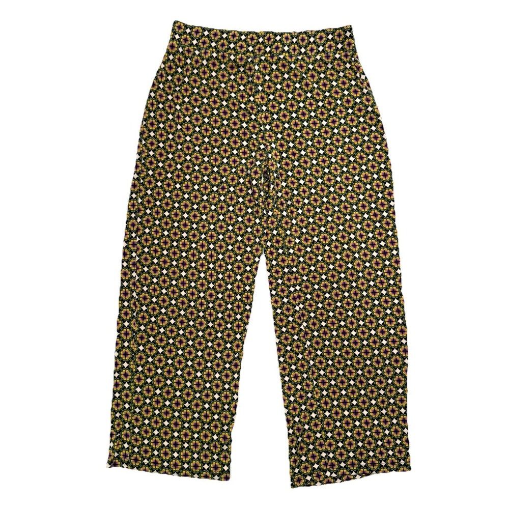King Louie Pants Floral Pattern‎ Loose Lounge Stretchy Pull-On Sz Medium Viscose